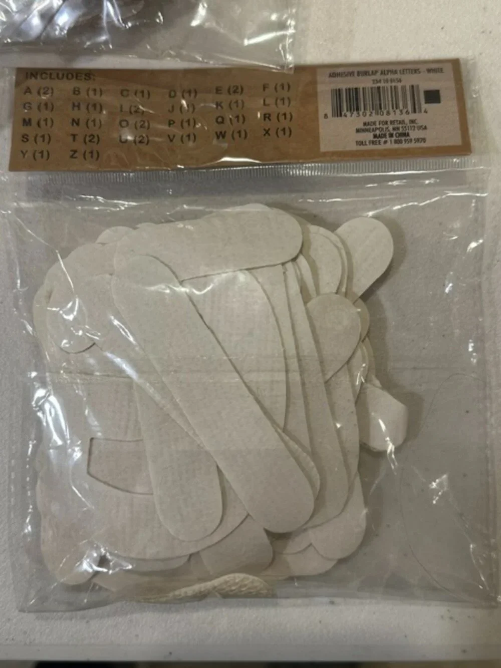 NEW-Burlap Alphabet Stickers-3 Sets (2 Natural, 1 White)-32 each